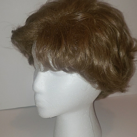 Blonde Brownish Short Light Waves Hair Style Average Size 21"-23" Lace Cap Wig